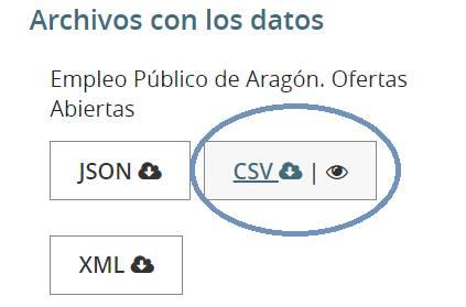 Formato CSV destacado para descarga