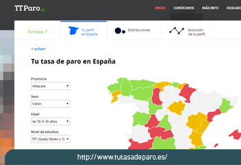Mapa de la tasa del paro en España